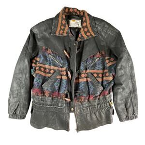 Vintage Mesa Ridge Jacket Womens Large Black Aztec Jacquard Southwest Chic READ